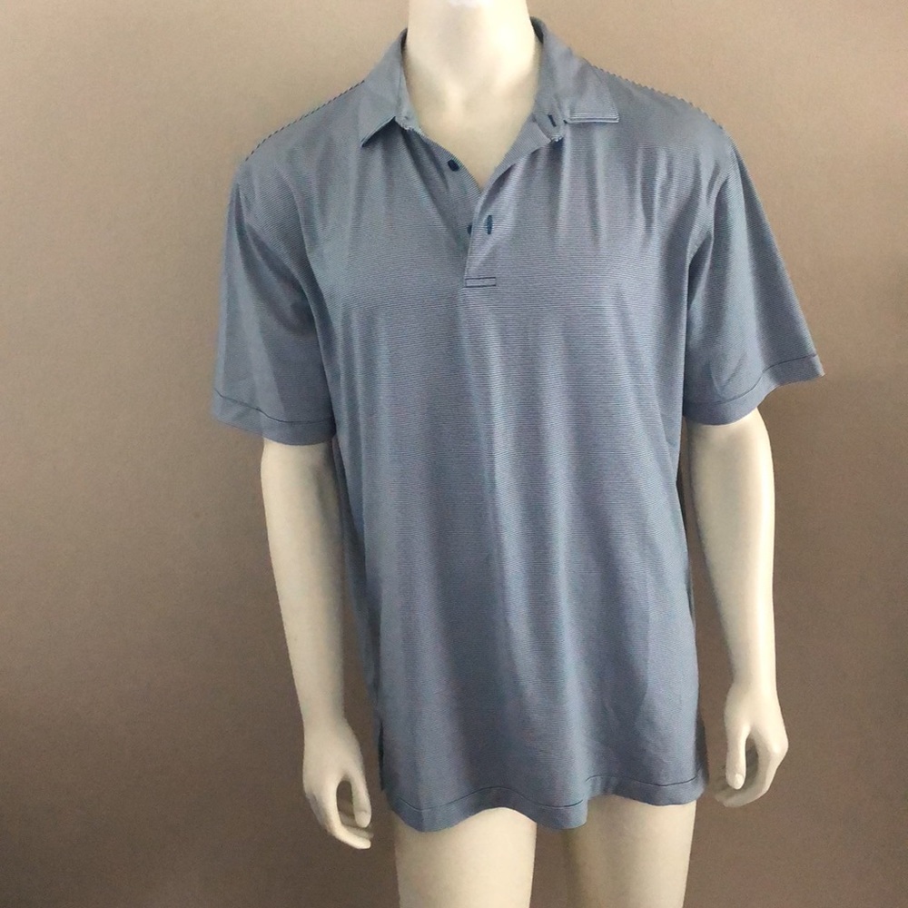 Peter Millar Shirt Mens Blue Striped Polo Summer Comfort Golf